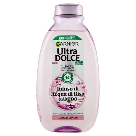 Garnier Ultra Dolce Infuso di Acqua di Riso & Amido, Shampoo Lisciante 300 ml
